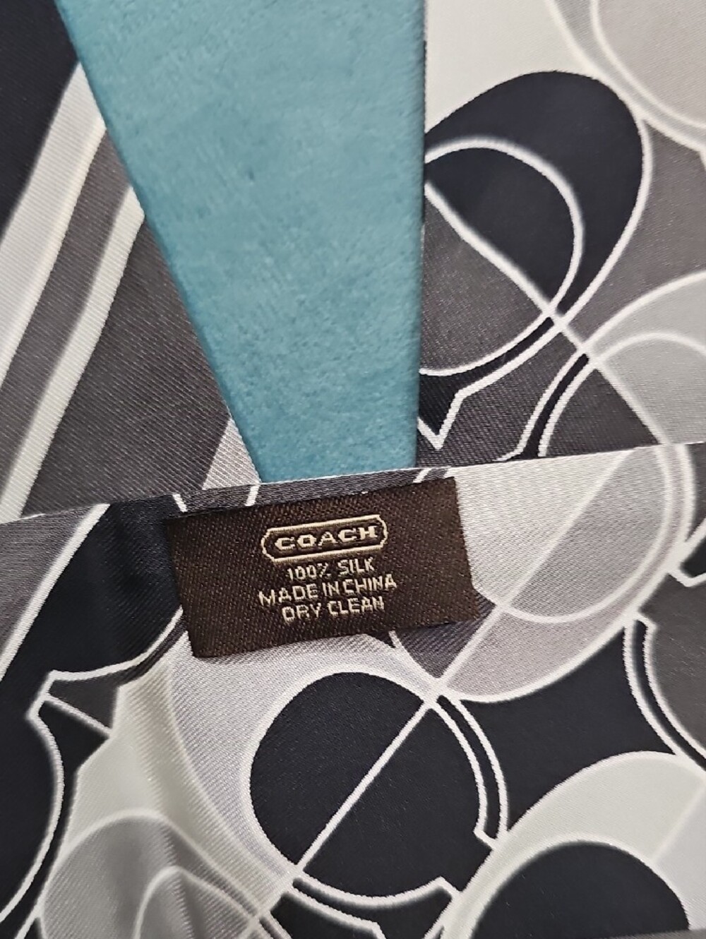 Coach Black and Gray Signature Silk Twilly Scarf - Picture 4 of 4